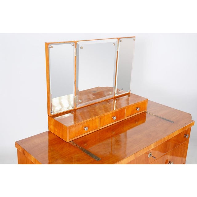 Brown Art Deco Dressing Table with Mirror, 1920s For Sale - Image 8 of 18