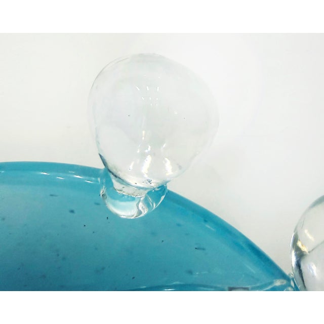Turquoise Large Vintage Blown Art Glass Abstract Face Sculpture For Sale - Image 8 of 10