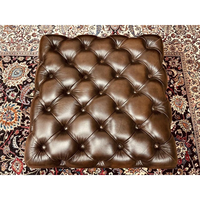 Large Red Chesterfield Hocker Ottoman For Sale - Image 6 of 8