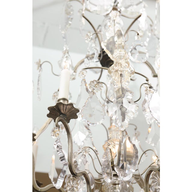 Metal Exceptional Early 20th C. Louis XV Silvered Bronze & Crystal Chandelier For Sale - Image 7 of 9