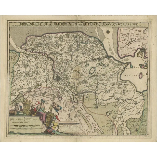 Antique Map of the Province Groningen in the Netherlands, 1680 For Sale
