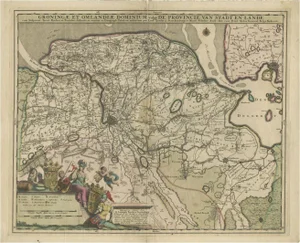 Antique Map of the Province Groningen in the Netherlands, 1680