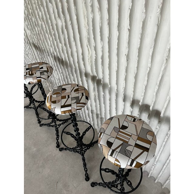1970s Chain Bar Stools, Set of 4 For Sale - Image 5 of 7