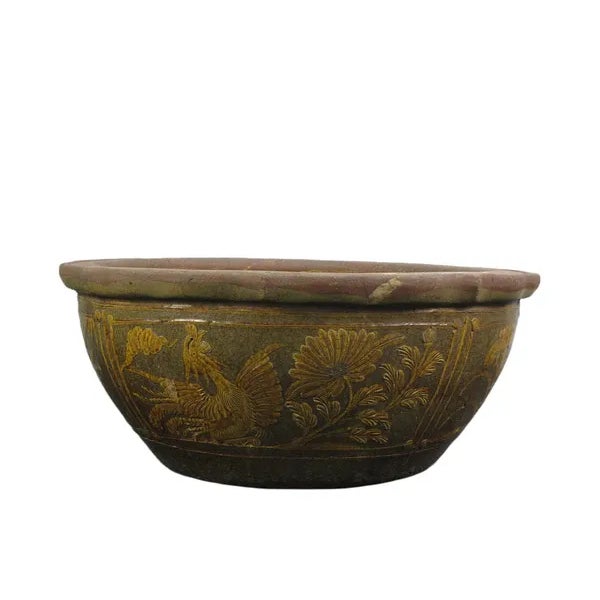 All sides of this planter are adorned by hand painted mysitc birds, plants and flowers. This gorgeous vintage planter will...