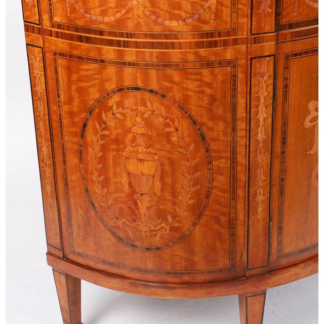Brown Antique English Sheraton Revival Satinwood and Marquetry Cabinet, 1900 For Sale - Image 8 of 18