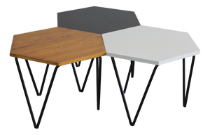 Hexagonal Coffee Tables in Wood and Metal by Gio Ponti from ISA, 1950s, Set of 3