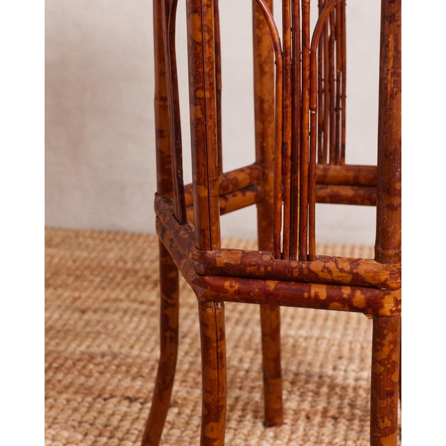 Chinoiserie Tortoise Shell Bamboo Nesting Pedestal Plant Stands For Sale - Image 3 of 11