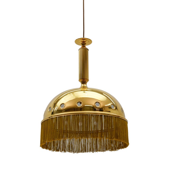 Vintage Light in Brass with Silk Fringes by Hans-Agne Jacobssen, 1960s For Sale