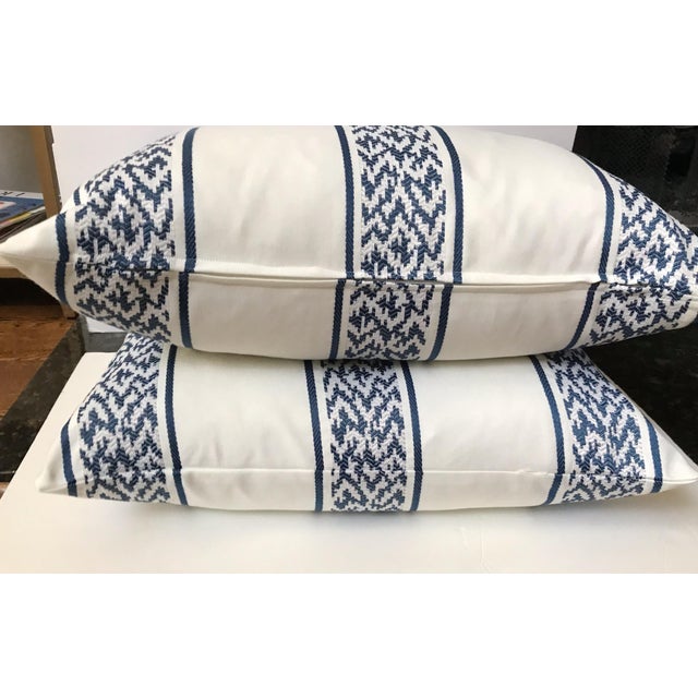 Crisp Blue & White Embroidered Pillows- Set of 2 For Sale - Image 4 of 4