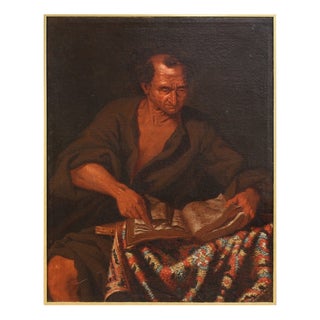 Italian Artist, Philosopher in His Study, 1670, Oil on Canvas For Sale