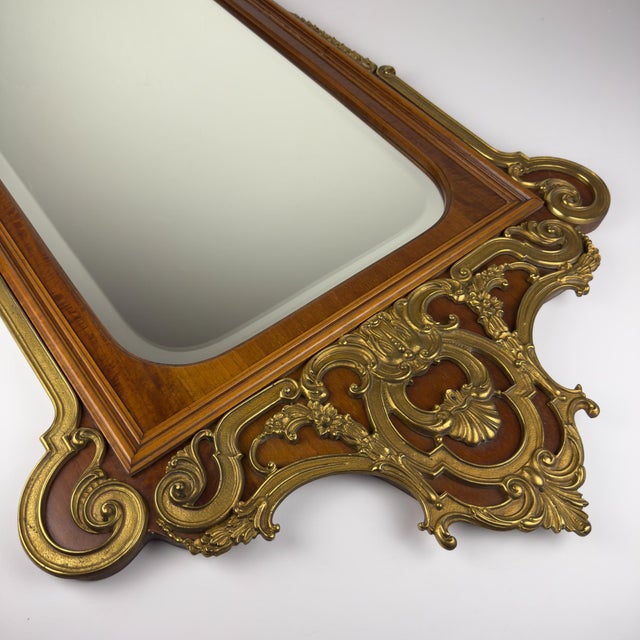 Large Vintage Wooden Wall Mirror, Italy, 1950s For Sale - Image 17 of 18