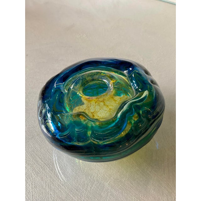 Mdina Blue and Green Glass Ashtray, 1950s For Sale - Image 11 of 11