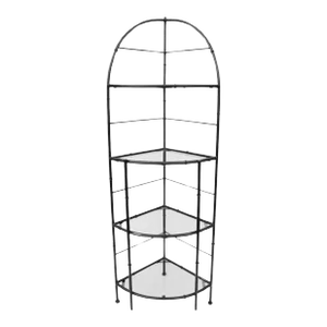 Vintage Hollywood Regency Iron Metal Faux Bamboo Corner Bakers Rack Etagere