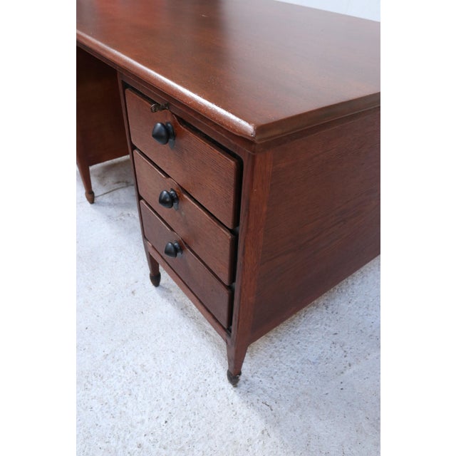 Dutch Oak Pedestal Desk by H. Pander & Zonen, 1920 For Sale - Image 17 of 18