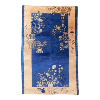 Handmade Antique Chinese Woolen Rug. 4'1"x 6'5" For Sale