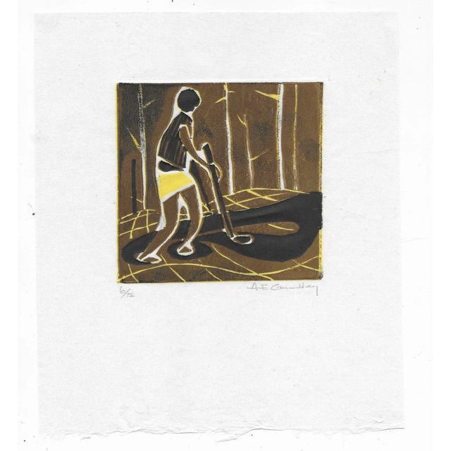 1996 woodcut sporting print by Maryland artist A.E. Crumbley. Pencil signed and numbered 6 of 12.