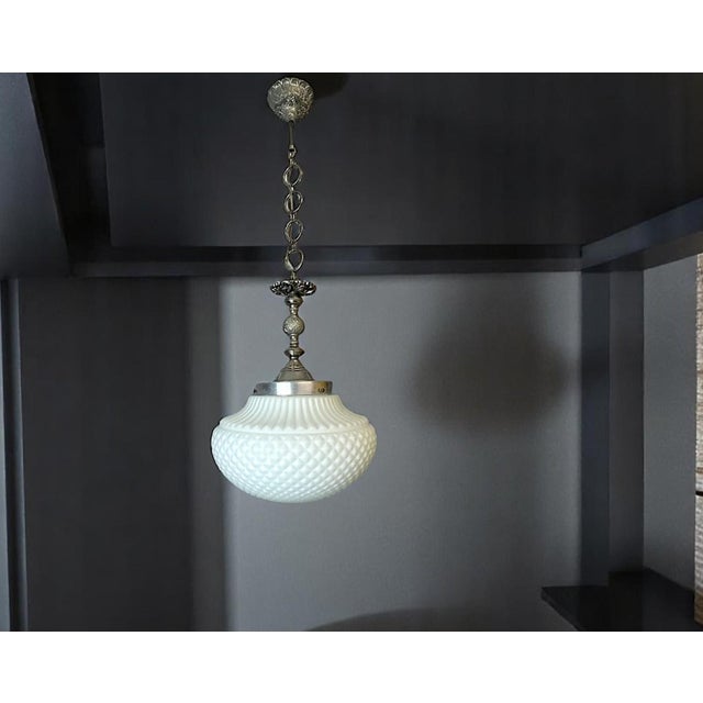 White Glass Chandelier Amazing white glass chandelier in Art Nouveau style for the living room. Manufactured in the 1960s...