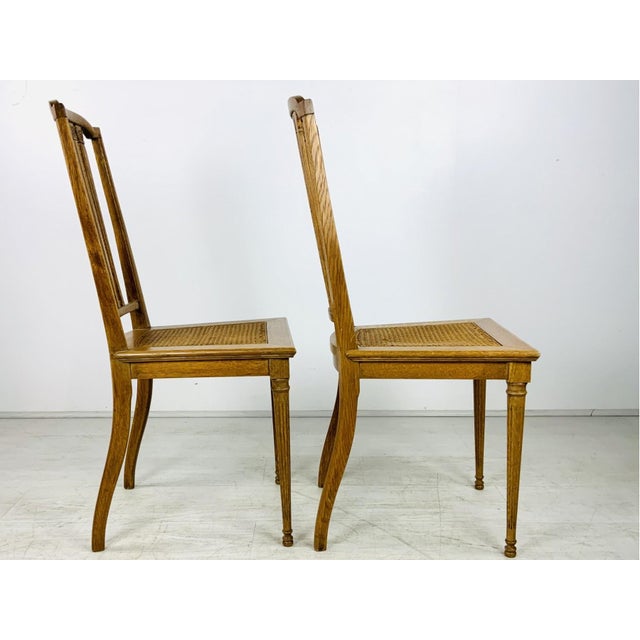 French Antique Louis XVI Style Side Chairs With Caned Seats—A Pair For Sale - Image 3 of 16