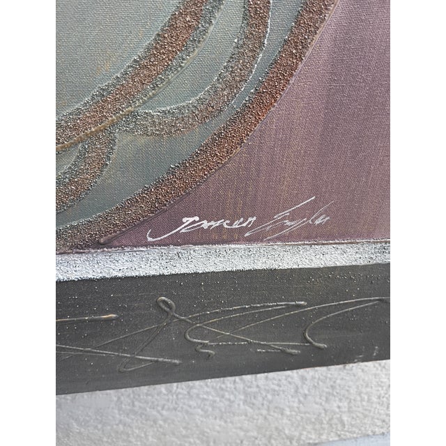 Rustic 1990s Large Contemporary James Eagle Southwestern Pottery Mixed Media Painting For Sale - Image 3 of 12