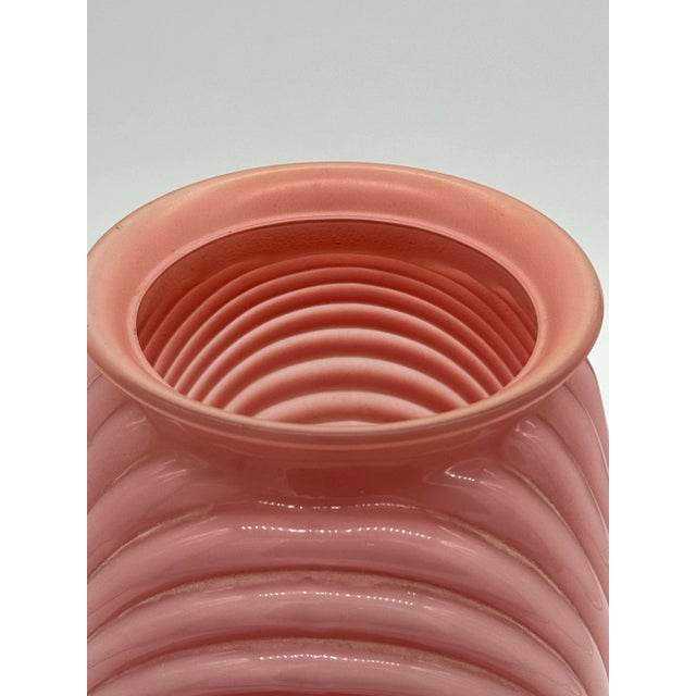 Anchor Hocking Art Deco 1980's Pleated Draped Pink Glass Vase For Sale - Image 4 of 7