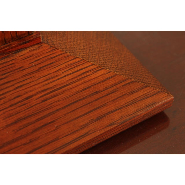 Pair Stickley Mission Oak Slag Glass Lamps For Sale - Image 9 of 18