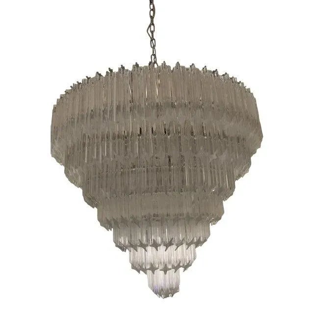 Transparent Early 21st Century Murano Glass Transparent Quadriedo Cut Glass Chandelier For Sale - Image 8 of 11