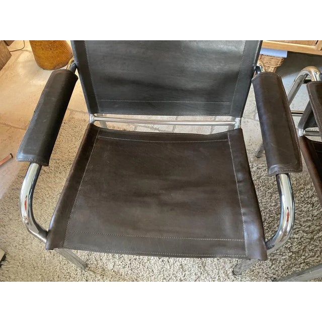 Brown Set of Klinte Armchairs in Brown Leather by Tord Bjorklund, 1980 For Sale - Image 8 of 12