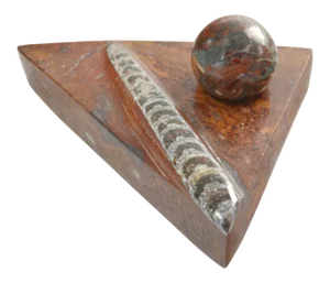 Red Fossil Stone Triangle with Sphere