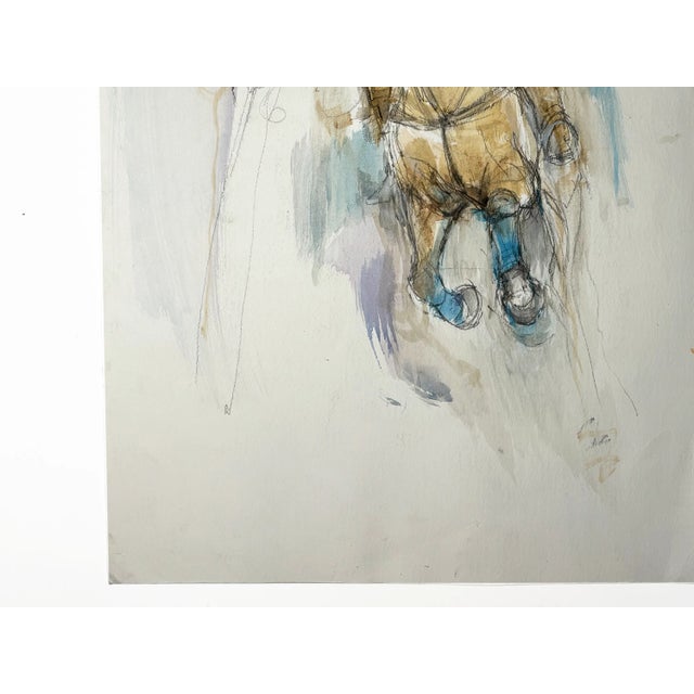 Here is an original late 20th century abstract art piece of a polo pony and rider by an unknown British sporting artist,...
