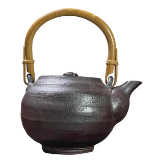 Peter Callas (American, B. 1951) - Vintage Anagama Wood Fired Ceramic Tea Pot, Signed For Sale