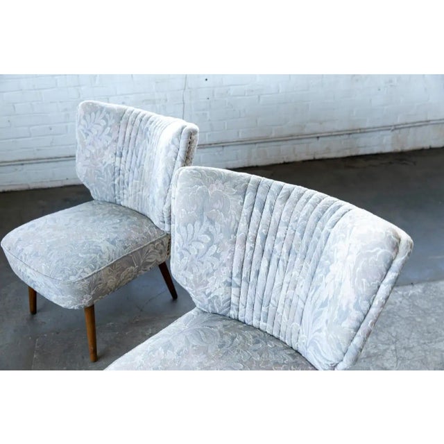 Beige Danish Pair of Midcentury Slipper or Cocktail Lounge Chairs, 1950's For Sale - Image 8 of 9