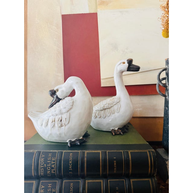 Vintage Wildwood Ceramic Geese in Sepia Cream Crackle Glaze Figurines - A Pair For Sale - Image 11 of 11