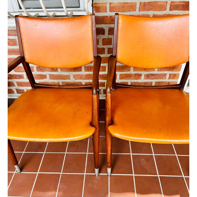 Pair of Stow and Davis Mid -Century Walnut and Brass Chairs For Sale - Image 9 of 9