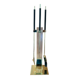 Alessandro Albrizzi, Brass and Lucite Fireplace Tool Set- 4 Pieces