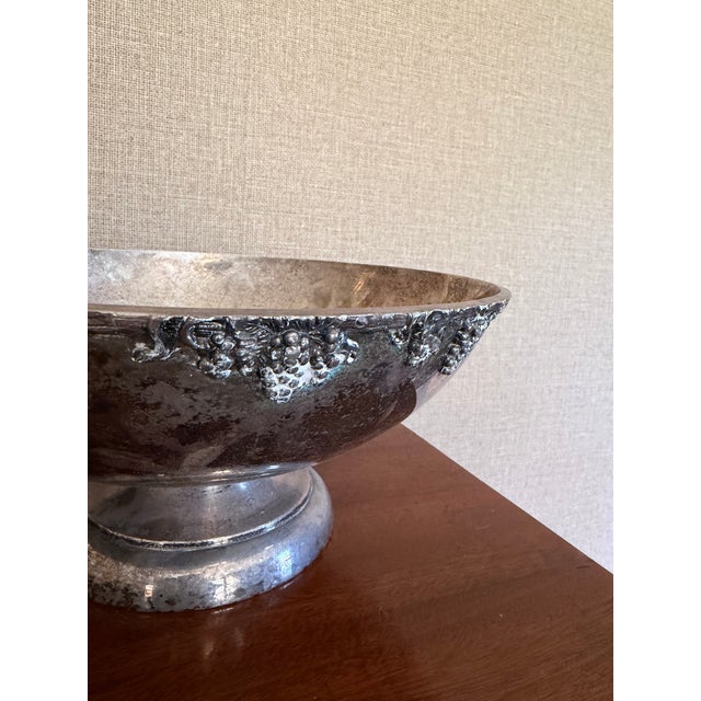 English Vintage Silver Plated Copper Pedestal Bowl For Sale - Image 3 of 5