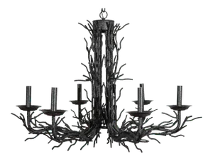 Faux Black Coral Six Arm Chandelier