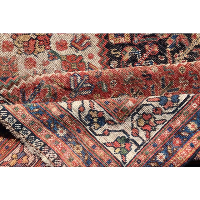 Antique Persian Shiraz With Medallion and Intricate Design 7'1 X 9'9 For Sale - Image 11 of 12