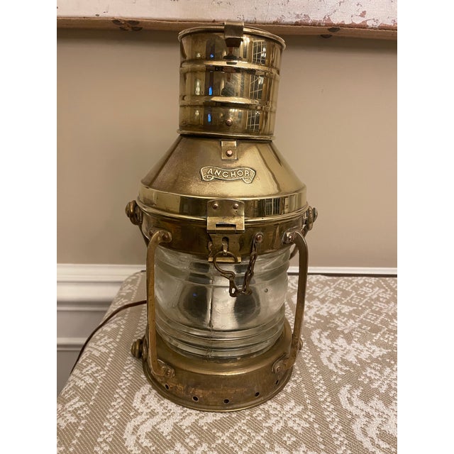 1950s Anchor Brass Nautical Lantern Lamp For Sale In Savannah - Image 6 of 6
