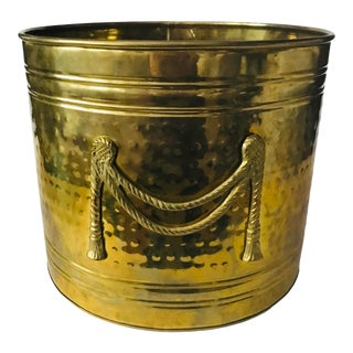 Vintage Brass Hollywood Regency Planter For Sale