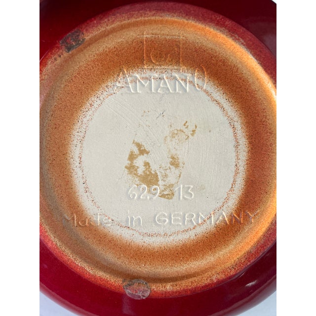 90's Modernist Amano Art Pottery Deep Red Made in Germany Vase 9"D X 5"H in Very good condition.