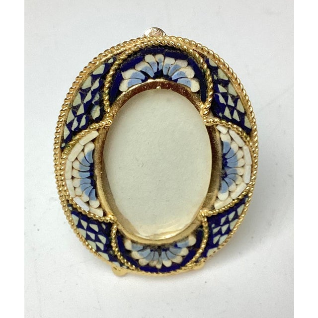 Vintage Blue and White Micro Mosaic Small Picture Frame. This frame will hold an image approximately one and a half inches...