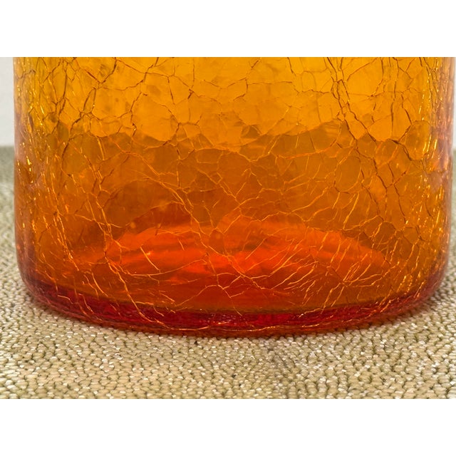 Italian Hand Blown Fire Orange Glass Decanter For Sale - Image 12 of 12