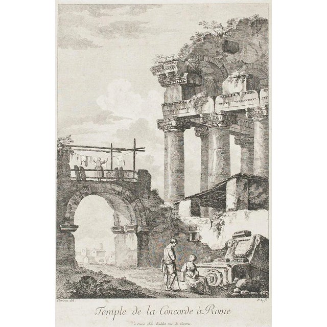 Temple de la Concorde, Rome - Original Etching by C.-L. Clérisseau - Early 1800 Early 19th Century For Sale - Image 3 of 3