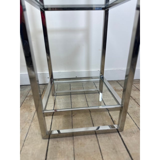 Metal Chrome and Glass Side Table, 2000s For Sale - Image 7 of 10