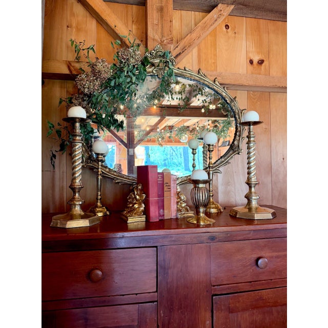 Metal Late 20th Century Maitland-Smith Pair of Tall Brass Barley Twist Candlesticks For Sale - Image 7 of 7