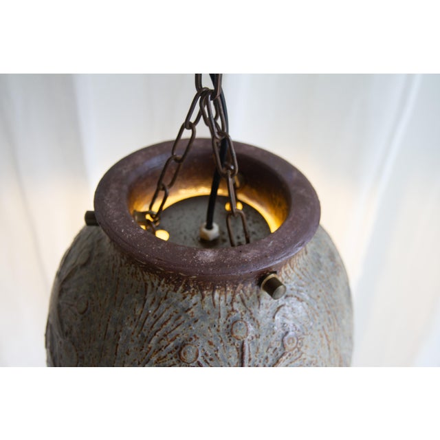 Danish Modern Stoneware and Chain Pendant Light, 1970s For Sale - Image 9 of 18