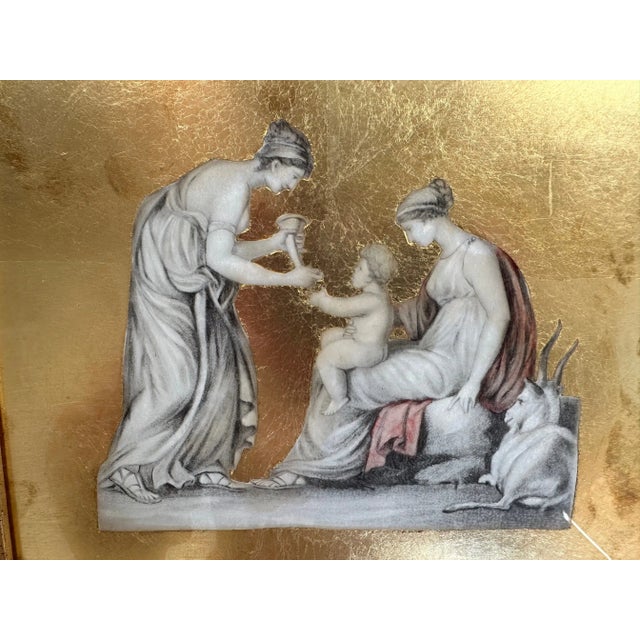 1940s Framed Decoupaged Classical Figural Scenes With Gold Leaf -Set of 4 For Sale - Image 5 of 12