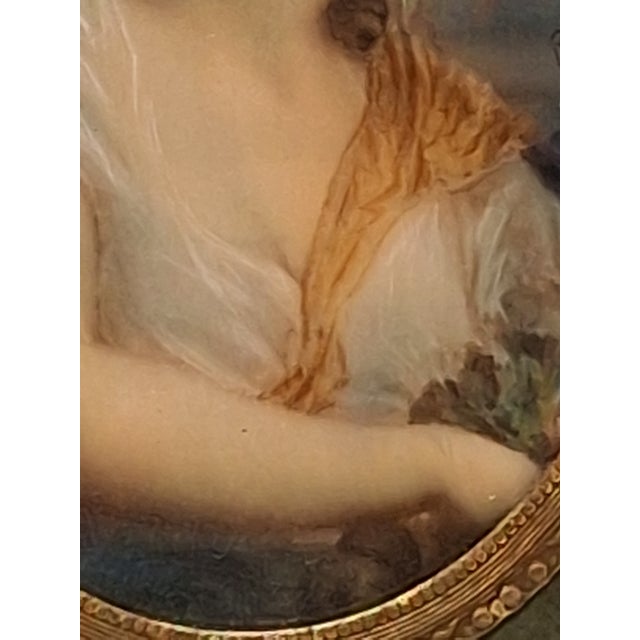 Mid 19th Century Antique Portrait Miniature Oil Painting Signed Rene With Cold Painted Frame For Sale - Image 5 of 14