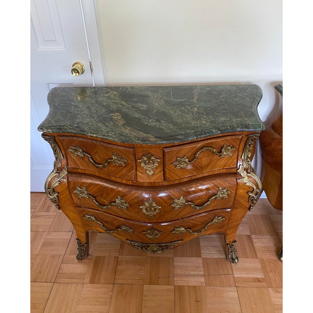 French Marble Top Bombe Chest Bronze Ormolu Commodes - a Pair | Chairish