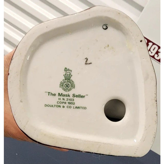 Royal Doulton English Vintage "The Mask Seller" Fine Porcelain Figurine For Sale - Image 11 of 12